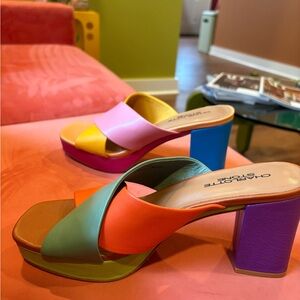 Charlotte Stone Multicolor Block Heel Sandals